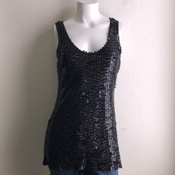 White House Black Market Square Sequin Tank Size M - Picture 1 of 9